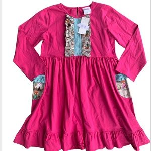NWT Natalie Grant Girl’s Dress Size 12 Pink with Foxes